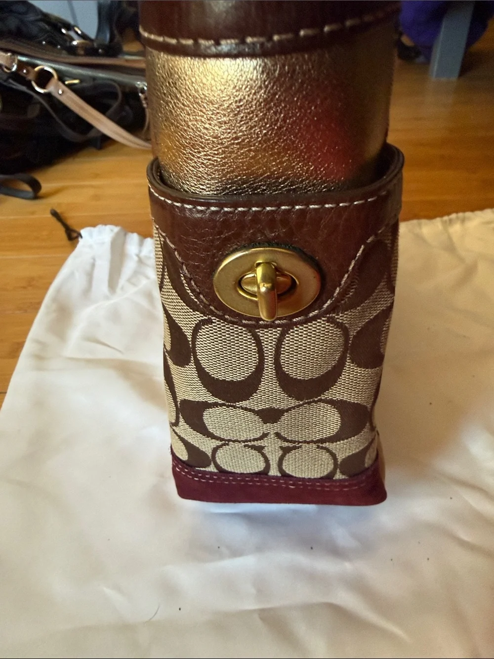 Coach Patchwork Tote in Brown, Pink, Gold, Tan & Cream - Picture 7 of 8
